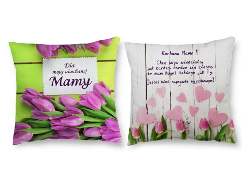 poduszka mama tulipany zielone deski.jpg
