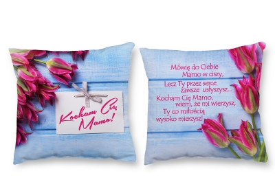 poduszka mama tulipany niebieskie deski.jpg